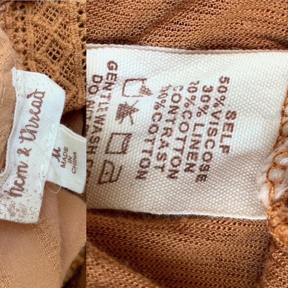 Hem & Thread Orange Ruffled Short Sleeve Top Keyhole Back Women's size Medium - Picture 10 of 10